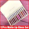 Lip Gloss Makeup 12pcs Matte Liquid Lipstick 12 Colors a Set Lustrous Lips lipgloss lips Kit8157026