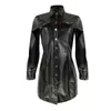 Faux Cuir Veste Femmes Noir Plus Taille Slim Light Light Spring Spring Automne Nouveau manteau de cuir à manches longues à poitrine unique CX975 210201