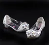 Fashion Crystal Bright Diamond Leather Shoes Girl Princess Single Performance High Heels 220211