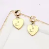 Women Classic Designer Brand Letter Print High Quality Alloy Heart Earrings Gold Color Word Ear Studs EarRing for Womens Fashion Jewelry Accessories