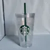 s Grande Insulated Travel Tumbler 24 OZ Double Wall Acrylic Double-wall Green plastic straw2136985