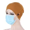 Retro Donne Turbante Testa Avvolgere Cappello Con Bottone Copricapo Foulard Cofano Interno Hijab Cap Musulmano Hijab Chemio Cappelli Turbantes Caps