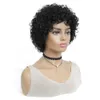 Kısa İnsan Saç Peruk Afro Kinky Kıvırcık Ucuz% 100 insan saç Peruk İçin Siyah Kadın Brezilyalı Remy Tam Makine Halısı Peruk