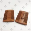 MOQ 100PCS Customized LOGO Premium Comb for Hair Beard Rosewood Wide & Fine Dual Sides Tooth Combs Beards Hairs in Leather Case