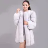 Femme chaud Outwear femme manteau en fausse fourrure qualifié épais manteau de fourrure de renard imité 201211