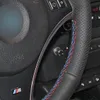 DIY Customized Hand-Stitch Black Genuine Leather Car Steering Wheel Covers for BMW 1 Series E81 E82 E87 E88 2008-2012 3 Series E90215m