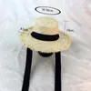 Summer Women Beach Black White Ribbon Bow Raffia Temperament Flat Cap Straw S Womens Seaside Hat 220526