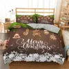 Boniu Merry Christmas Bedding Cobertura 3D Impresso Cervos e Santa Claus Edredão Conjunto com Bedclothes de Microfiber Fronha 201021