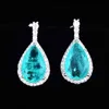 Earrings & Necklace 925 Sterling Silver Water Drop Shape Paraiba Tourmaline Green Crystal Pendants Fine Jewelry Jewellery Sets
