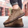 Brand Winter Mens Boots Warm Plush Mens Snow Boots Handmade Leather Men Ankle Boots Outdoor Nonslip Mens Shoes Size 3848 201204