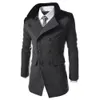 Homens jaqueta quente inverno trench longo outwear botão inteligente retalhos casaco homens elegantes casacos formais de alta qualidade lj201110
