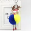 34 Styles Christmas Cartoon keychain Rabbit Fur Ball Plush Key Chain Santa Claus POM POM Keychain Car Bag Keychain Key Ring