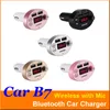 CAR B7 Transmetteur Bluetooth multifonction 3.1A Double USB Chargeur de voiture Lecteur FM MP3 Kit de voiture Support TF Carte Mains libres + boîte de vente au détail Moins cher