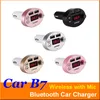 CAR B7 Multifunction Bluetooth Transmitter 3.1A Dual USB Car charger FM MP3 Player Car Kit Support TF Card Handsfree + retail box Cheapest