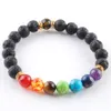 Wojiaer Natural Gem Stone Round 8mm Perles Perles de Palm Strands Bracelets 7 Chakra Guérir Mala Méditation Prière de méditation Yoga Bracelet Bijoux BK336