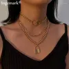 Multicouche serrure chaîne collier cadenas pendentifs femmes hommes Punk gros épais colliers ras du cou bijoux cou esthétique accessoires1