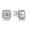 Fashion Stud CZ Diamond Orecchini per Pandora 925 Sterling Silver Square Glitter Halo Ring Set con scatola originale