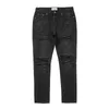 Mäns Jeans High Street Tide Brand Water Washed Hole Breaking Basic Slim Elastic Jeans