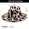 European US Style Cow Print Jazz Jazz Felt Hat Faux Wool Fedora Chapeaux Femmes Men Wide Brim Panama Party Formal Hat5603589