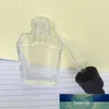 Bouteilles carrées transparentes de 30 ml contenant d'huile essentielle liquide de jus E épais compte-gouttes de 1 oz avec couvercles blancs noirs