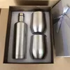 FedEx 500 ml wijntumblers set wijnbundel roestvrij stalen wijnfles vacuüm geïsoleerde fles met twee kopjes en twee plastic rietje