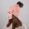 Berretto / cranio tappi donne inverno cappello arricciato Big Pom Style Fashion Lana lavorata a maglia Plus Cashmere Warm Ladies