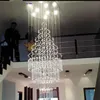 Wysokiej jakości Crystal K9 Spiral Schody Villa Lampy sufitowe LED Nowoczesne Warstwy Piramida Lampy Penthouse Żyrandole Plafonl