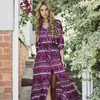 Boho вдохновленное пляжное платье повседневная цветочная напечатанная сексуальная сплит с длинным рукавом туника омрает летние платья Hippie Chic Vestidos 2020 LJ200818