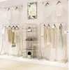 Kleding Winkel Display Rack Kinderen Meubels Vloer Type Doek Shop Show Stand Gold Iron Cloth Racks Side Hanging