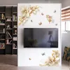 Chinese style Family Harmony Rich flower Wall sticker living room sofa/TV background decoration Decals Mural Art poetry Stickers 201201