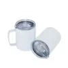 10oz Sublimatie Naadloze Koffie Mok met Deksel Stro Roestvrij staal Lege Witte Camping Cup Sublimated Vacuüm Geïsoleerde Drinktuimelaar met Handvat 25pcs / Case