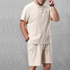 Мужская одежда большого размера Couscsuit 8XL 9XL льняная короткая футболка летний костюм плюс размер одежды одежды костюм 5XL хлопок муж Установить G1222