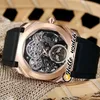 新しいOcto Finissimo Tourbillon 102719 Skeleton Dial Automatic Mens Watch Steel Case Black Rubberストラップスポーツゲントウォッチ