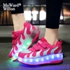 Size 28-40 Kids Roller Sneakers with LED Lights Boys Girls Glowing Wheels Shoes for Children Luminous Shoes on Wheels Re-charged LJ201202