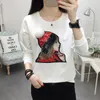 Tshirt 긴 소매 플러스 사이즈 티셔츠 여성 탑 캐주얼 코튼 가을 및 겨울 티셔츠 Femme 느슨한 티셔츠 haut femme 여성 201028