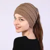 Herfst winter haarband hoed gebreide paardenstaart kap beanie kap zacht stretch hoeden voor vrouwen mode wil en zandzwart wit