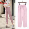 Femmes printemps été pantalons coton lin solide taille élastique bonbons couleurs sarouel doux de haute qualité pour femme ladys S-XXL 201119