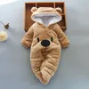 New Born Baby Footies Winter Warm Clothing 3 9 6 12 Month Baby Kids Boys Girls Cotton Newborn Toddler Infant Footies 210226