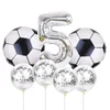 7 Pcs/lot Football Soccer Theme Round basketball Balloons Confetti Latex Helium Balloon Sport Meet Boy Birthday Party Ball Decor Y0107