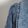 [EWQ] Abbigliamento femminile Cappotti Tide Vintage Denim Donna Giacca a vento Collo con risvolto Mezza manica Trench a vita alta Blu 201211