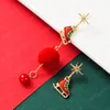 Personalità Orecchini natalizi Elegante perla simulata Palla di capelli Orecchino a goccia lungo Regalo di Natale per ragazza