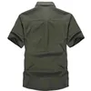 Fashion Cotton Casual Shirts Summer Men Plus Size Loose Baggy Shirts Short Sleeve Turn-down Collar Military Style Male Clothing G0105