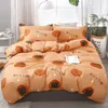 Nordic Dekbedovertrek Single Queen King Cute Cartoon Bedding Set Bed Blad Kussensloop Streep Aloe Katoenen Beddengoed Eenvoudige Bedspread LJ201015