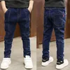 Ragazzi INS 4-13 anni bambino Cotone lavato Matita alta elastica per bambini Jeans ragazzo coreano pantaloni lunghi LJ201127