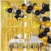 60pcs Gold Black Balloons Happy Birthday Party Decorations Boy Man Woman 10th 12th 13th 15th 18 25 30th 40 50 60 75th Years Old 220114