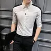 Erkekler Gömlek Yarım Kollu Yaz Casual Kısa Erkekler Için Patchwork Çizgili Siyah Beyaz Yakışıklı Slim Fit Camisa Masculina Sale1