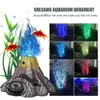 Waterproof rium Volcano Ornament Kit With Air Stone Bubbler Fish Tank Decorations Oxygen Pump Drive Toy Y200917