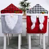 Christmas Chair Covers Plaid Gnome Xmas Backrest Covers New Year Holiday Party Supplies Festival Decoration JK2010XB