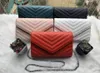 حقائب جلد البقر المرأة قطري الكافيار المعادن الفضة سلسلة crossbody حقيبة يد جلدية حقيبة فليب غطاء حقائب الكتف قطري