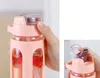 Bouteille d'eau en verre 600ML paille avec étui de protection en plastique portable étanche mes bouteilles d'eau pour la randonnée sportive 201127